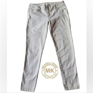 MICHAEL KORS Tan Skinny Jeans, Double Gold Tone Button, Zip Closure